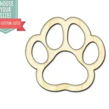1Dog Paw деревянные вырезанные-на заказ Выберите свой размер-лазерная резка Деревянные Художественные товары для рукоделия Настенный декор свадебный детский DCS0585