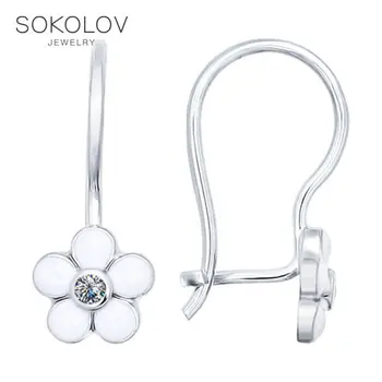 

Baby drop Earrings with stones "Flowers» SOKOLOV silver fashion jewelry 925 women's/men's, male/female, long earrings