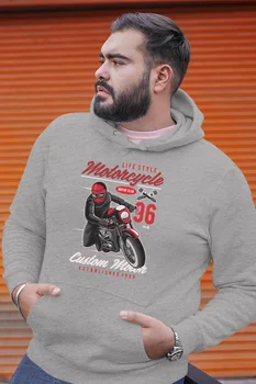 

Angemiel Wear Life Style Motorcyle Gray Men 'S Hooded Sweatshirt