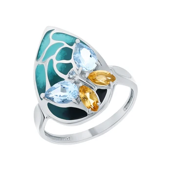 

Silver ring with Topaz and citrine sunlight sample 925