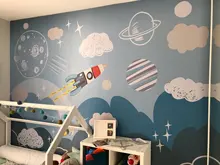 Custom Wallpaper Tv-Background-Wall Bedroom Beibehang Living-Room Childrens Spaceship