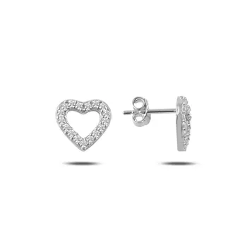 

Angemiel 925 Sterling Silver Zircon Heart Earrings-Rhodium Plated