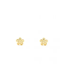 

Baby earrings or Girl Yellow Gold Flower with Zircons