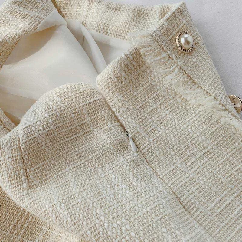 NiceMix корейский маленький ароматный стиль твид яркая шелковая кисточка юбка темперамент Высокая талия сумка линия бедра Jupe осенние юбки