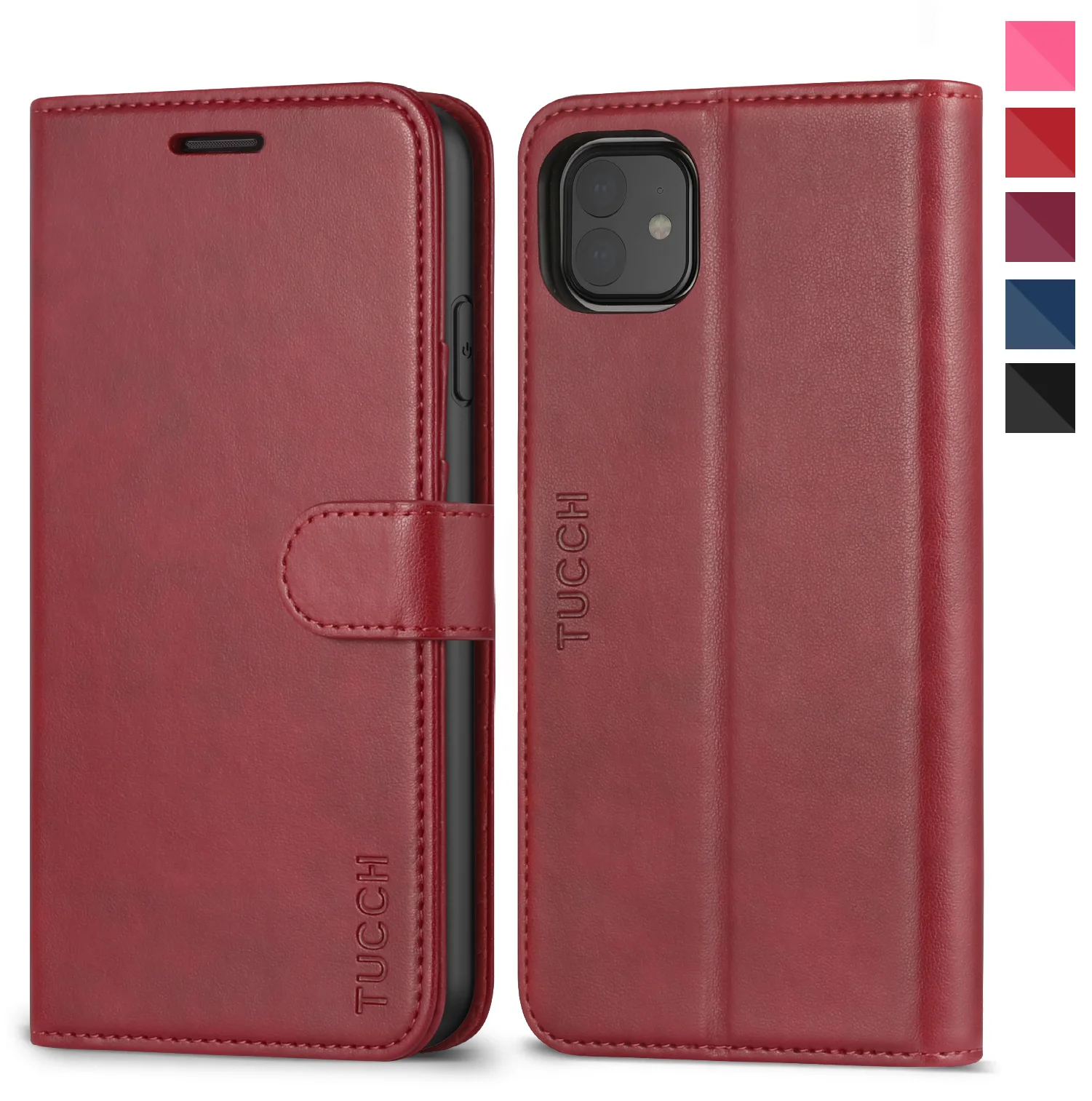 

TUCCH Wallet Case for iPhone 11 6.1" 2019 Card Slots Kickstand Shockproof Case ID Card Holder Cover Case 360 Protection Case