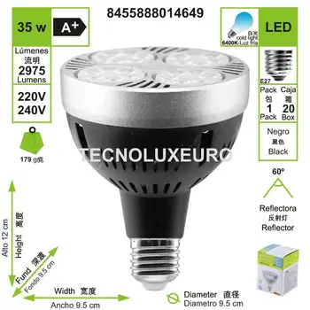 

Lámpara Bombilla Led 35 W Par30 E27 Spot 6400 K Luz Fría 2975 Lm 14649