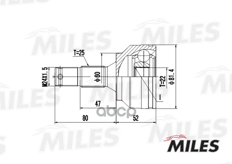 Шрус Citroen C4/Peugeot 207/307 1.4-1.6 00- Нар. Miles Ga20378 Miles арт. GA20378
