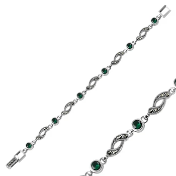 

KUTAYDAN 925 Sterling Silver Marcasite Zircon Cubic Zirconia Bracelet