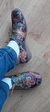 Shoes SOCOFY Flat Mujer Cloth Lace-Up Splicing Round-Toe Folkways-Style Retro Botas