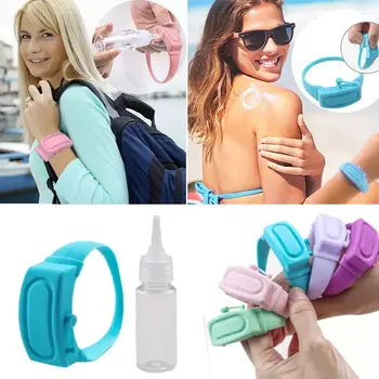

4pcs Dispensador gel Hand Sanitizer Dispenser Disinfectant Portable Soap Silicone Bracelet Wristband Hand Wearable Dispensing