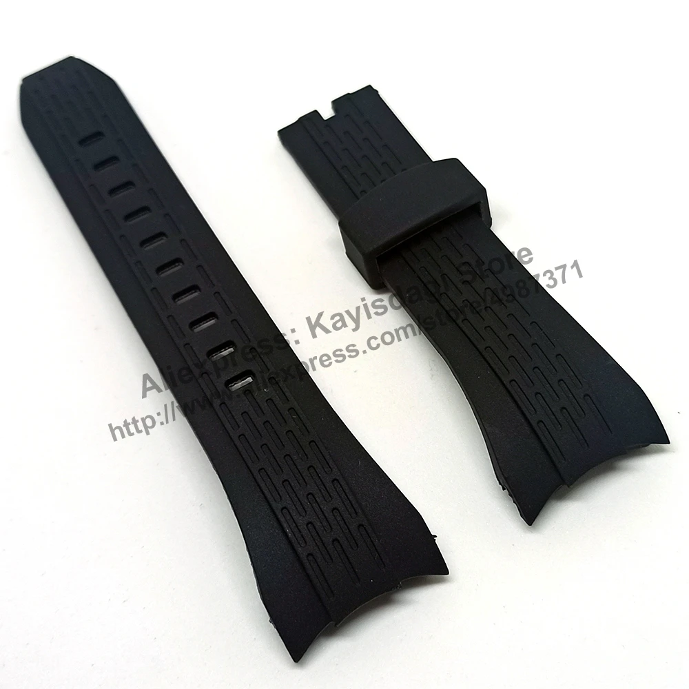 26mm Black Rubber Watch Band Strap Compatible For Seiko Lord Chronograph  7t62-0km0 - Snae14p1 , 7t12-0as0 - Srw030p1 - Watchbands - AliExpress