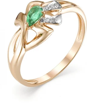 

Alcor ring with emerald and diamonds in red gold