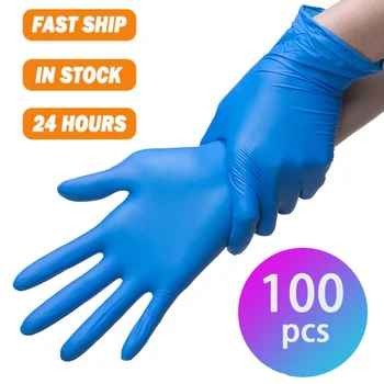 

HKFZ 100PCS Nitrile Gloves Anti-static Cleaning Washing Disposable Nitryl Non-toxic Work Mechanic Hand Gloves Latex Luvas