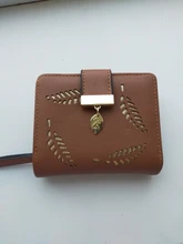 Cartera de moda para mujer, billetera corta, bolso de mano con huecos, monedero de cuero PU, tarjetero