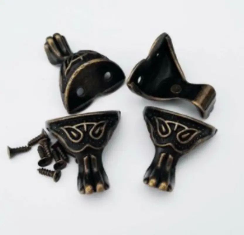 4pcs Antique Jewelry Leg Corner Wooden Decor Gift Box