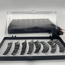 Pestañas postizas magnéticas 3D, 5 imanes, 8 Uds., duraderas, hechas a mano, de visón Artificial Natural, con pinzas