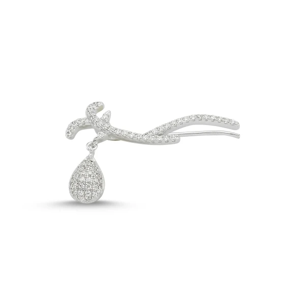 Серебряные 925 пробы Серьги-манжеты с цирконием