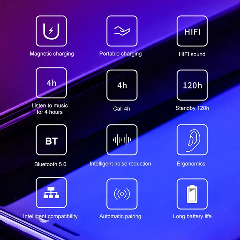 50 комплектов T26 TWS Bluetooth 5,0 наушники-вкладыши стерео бас беспроводная водонепроницаемая Спортивная гарнитура с микрофоном