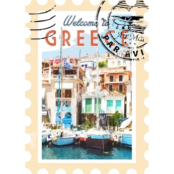 

Greece vinyl souvenir magnet vintage travel poster