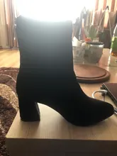 Stretch Boots High-Heels Pointed-Toe Womens Autumn Fashion Flock JIANBUDAN Ankle New