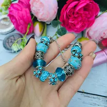 YADA INS Trendy Blue flower bead Bracelets&Bangles For Women flower Pulseira Feminina