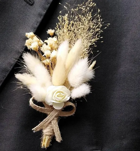 6 Pcs Of Natural Fresh Dried Preserved Flowers Gypsophila Paniculata Needle Corsage Boutonniere groom Beige