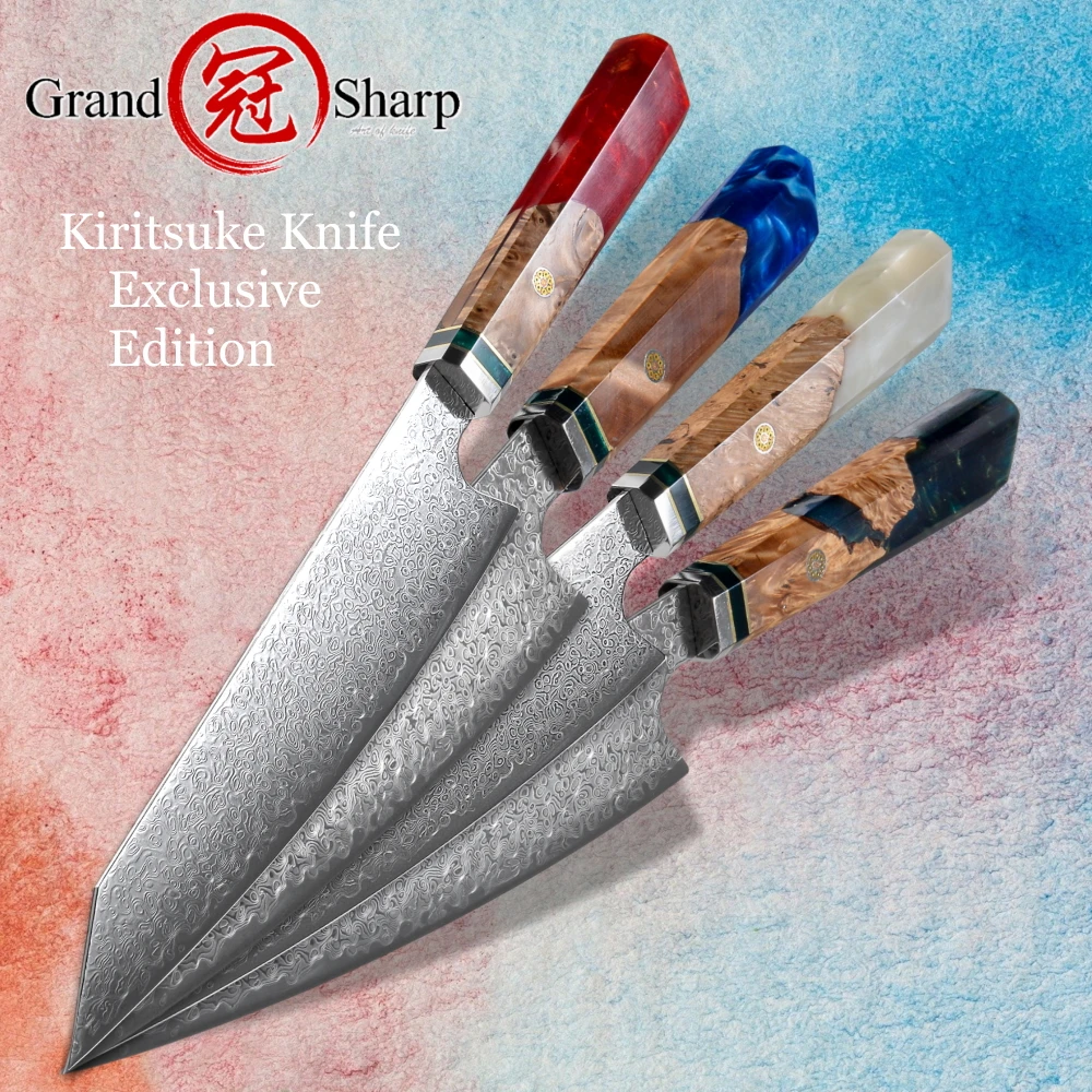 grandsharp polegada camadas japonês damasco faca chef facas de cozinha aço casa cozinhar sushi sashimi ferramentas corte