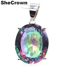 22x15 мм амулеты создали огонь Радуга Мистик топаз подарок для мамы серебряный кулон