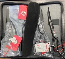 7,0 Japón 440C profesional tijeras de aseo para mascotas perro tijeras grandes rectos y adelgazamiento y curva tijeras pelo de perro Clipper B0013B