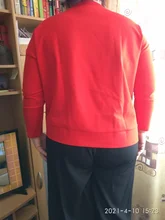 Big-Size T-Shirt Irregular Long-Sleeve Red EAM Fashion Women Spring Round-Neck 