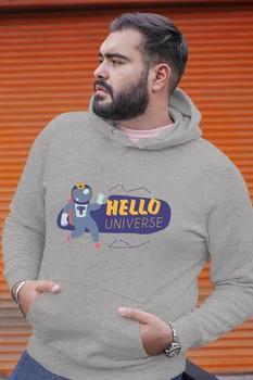 

Angemiel Wear Hello Universe Gray Men 'S Hooded Sweatshirt
