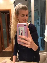 WERD-pelucas sintéticas de cola de caballo larga ondulada para cabello negro, extensiones de cabello con Clip, ombré color marrón, cola de poni, Rubio