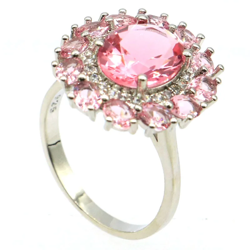 21x19 мм mutli Color создан Розовый Morganite Белый CZ подарок для сестры Серебряные кольца