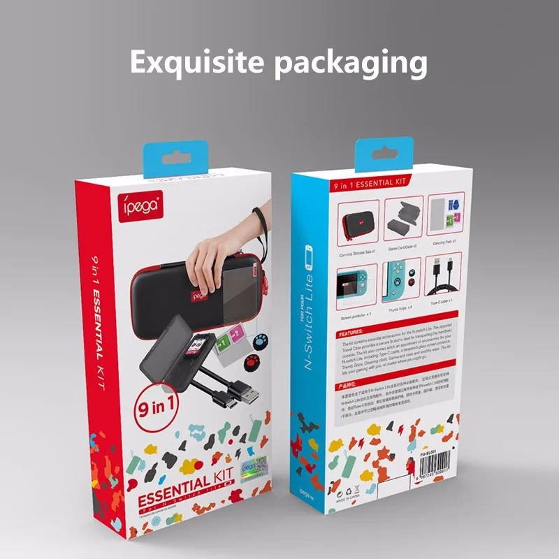Ipega 9 в 1 сумка для хранения для Nintendo Switch Lite Console Gamepad аксессуары для Nintendo Switch Mini с пленкой и кабельными колпачками