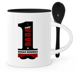 

Father's Day Custom 1 Class Dad Black Spoon Mug Cup-1