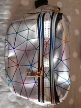 AIREEBAY-riñonera holográfica plateada para mujer, bolso con cinturón, color negro, con formas geométricas, para pecho y teléfono