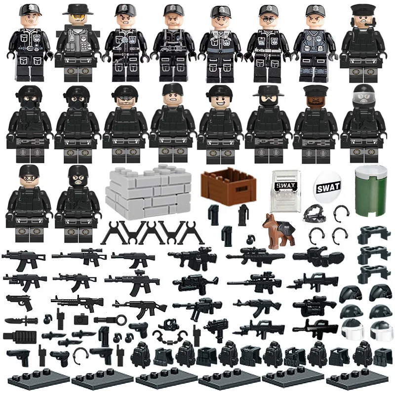 Полиция SWAT спецназ военные игрушки с оружием солдаты армия строительные блоки