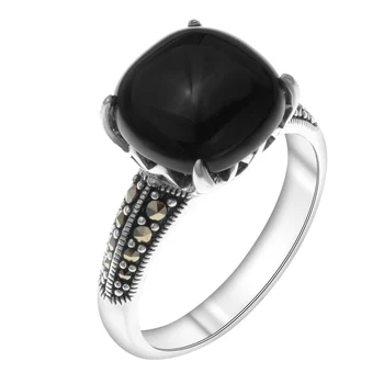 

Silver ring with marcasite and Onyx
