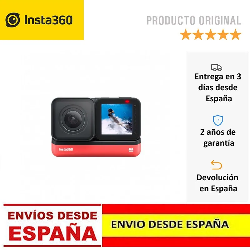 Insta360 One R - Cámara de acción 360 con Lentes Intercambiables, Estabilización, IPX8, Impermeable
