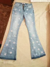 Pantalones vaqueros acampanados con flores bordadas para mujer, Vaqueros Vintage para mujer, vaqueros para primavera y otoño
