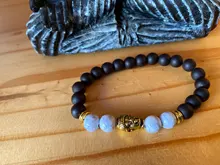 8mm td42 Chakra equilibrio curativo Reiki Buddha oración Yoga elástico ajustado Punk encanto naturaleza encanto pulsera