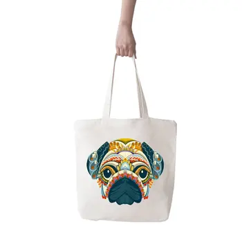 

Angemiel Bag Large Pug Pattern Shopping Beach Tote Bag