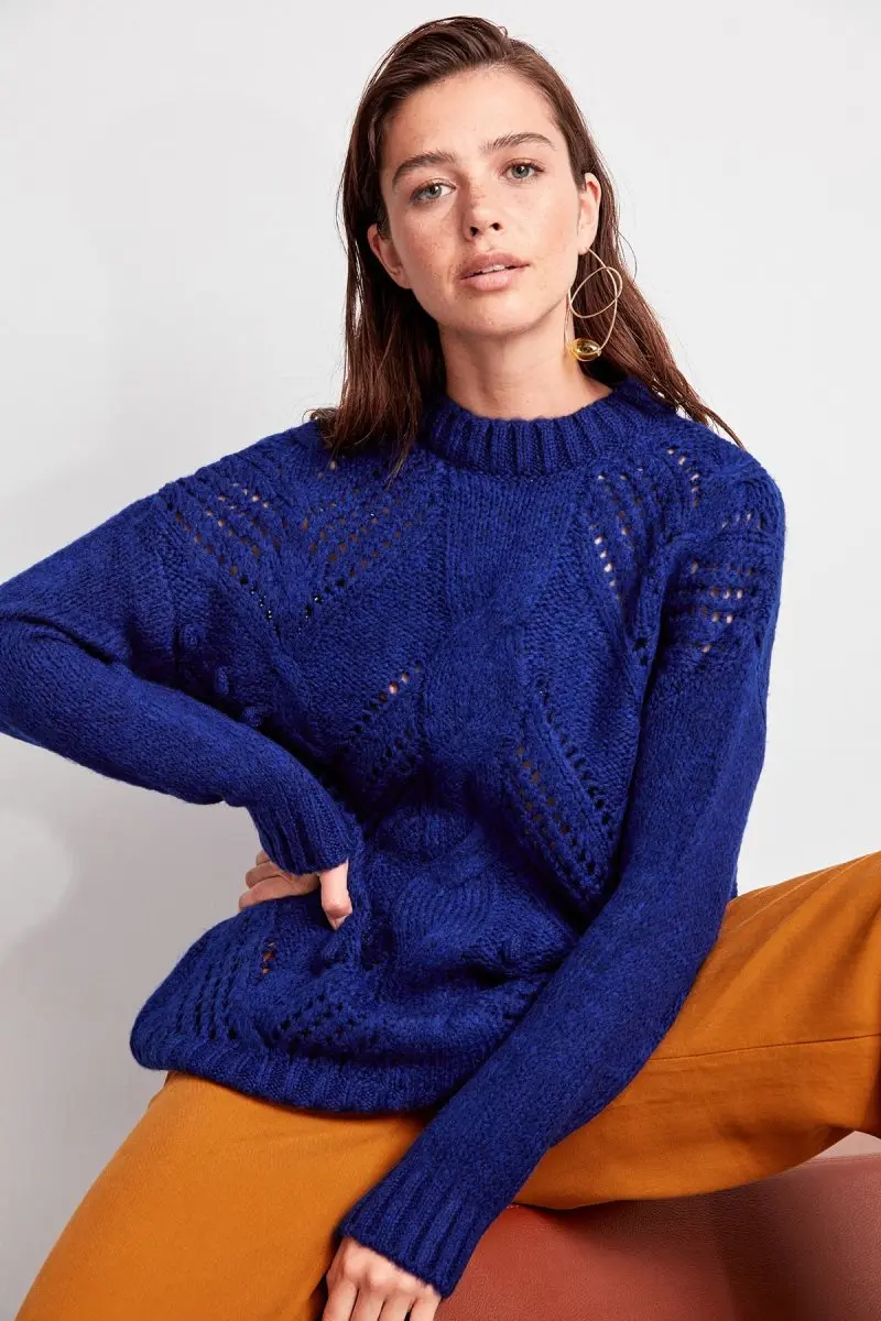 

Trendyol Navy Blue Mesh Detaylı Ajurlu Knitwear Sweater TWOAW20NV0006