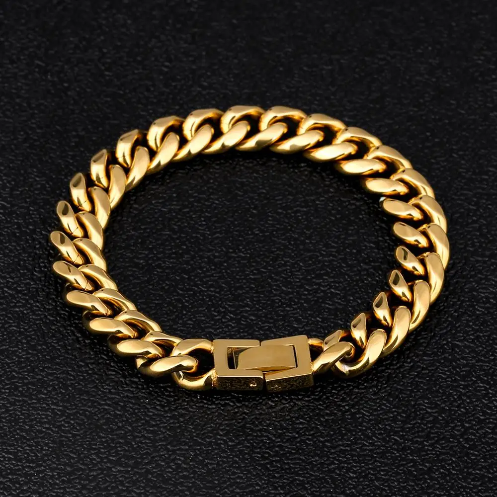 Set 12 Braccialetti Catena Cubana In Acciaio Inossidabile – Uomo Donna, Rosa, Oro, Argento, Regalo