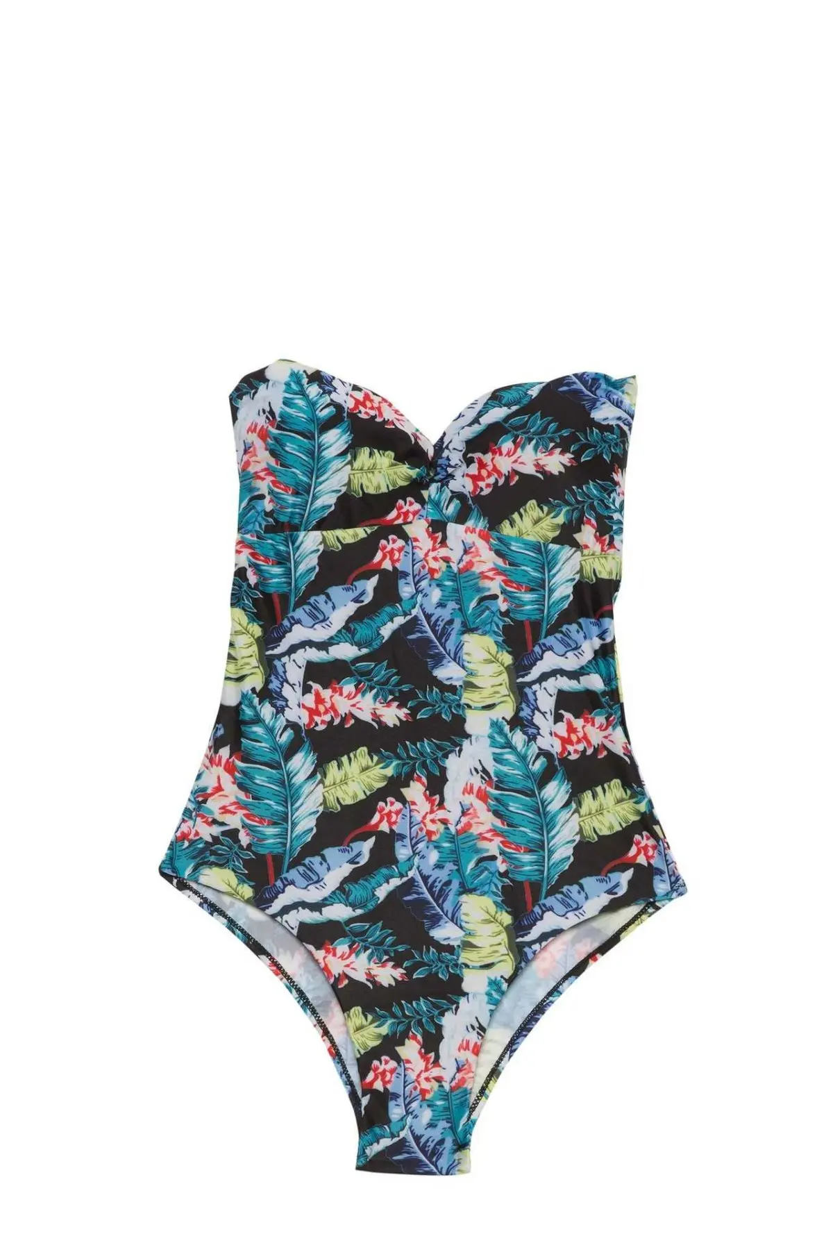 

DeFacto Women Summer Sexy One-piece Swimsuit Tropical Plant Blue Women Female Swim Wear Top Suits-G8545AZ17SM-G8545AZ17SM