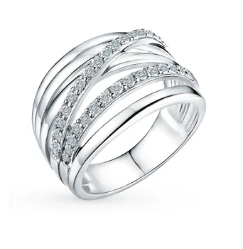

Fashion jewelry silver ring with cubic zirconia SUNLIGHT test 925 women's, female