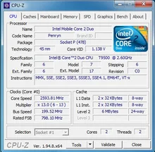 CPU Intel-Core T9500 Socket-P Processor-6m Dual-Thread Ghz 35W 2-Duo SLAQH SLAYX