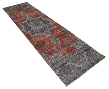 

83x297 Cm Red Handmade Overdyed Runner Rug-3x10 Ft