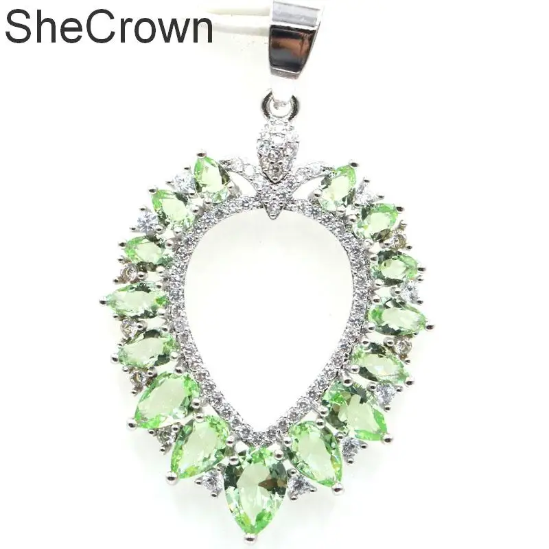 

Elegant London Blue Topaz, White CZ Ladies Wedding 925 Gold Silver Pendant 42x17mm