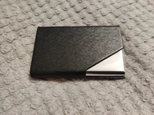 Tarjetero de negocios de gran capacidad con grabado personalizado, caja de almacenamiento portátil de metal con logotipo personalizado